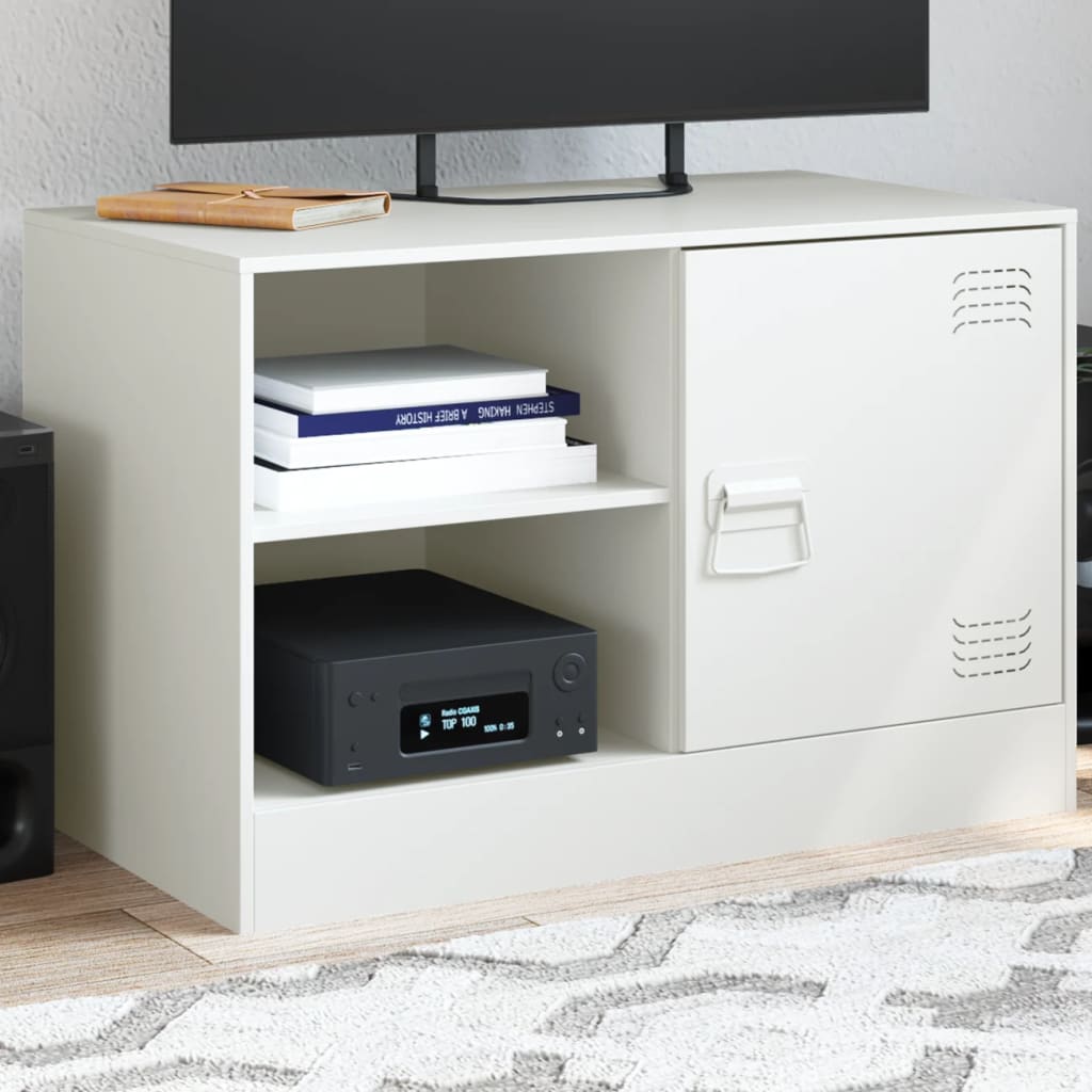 Meuble TV blanc 67x39x44 cm acier - XIOS