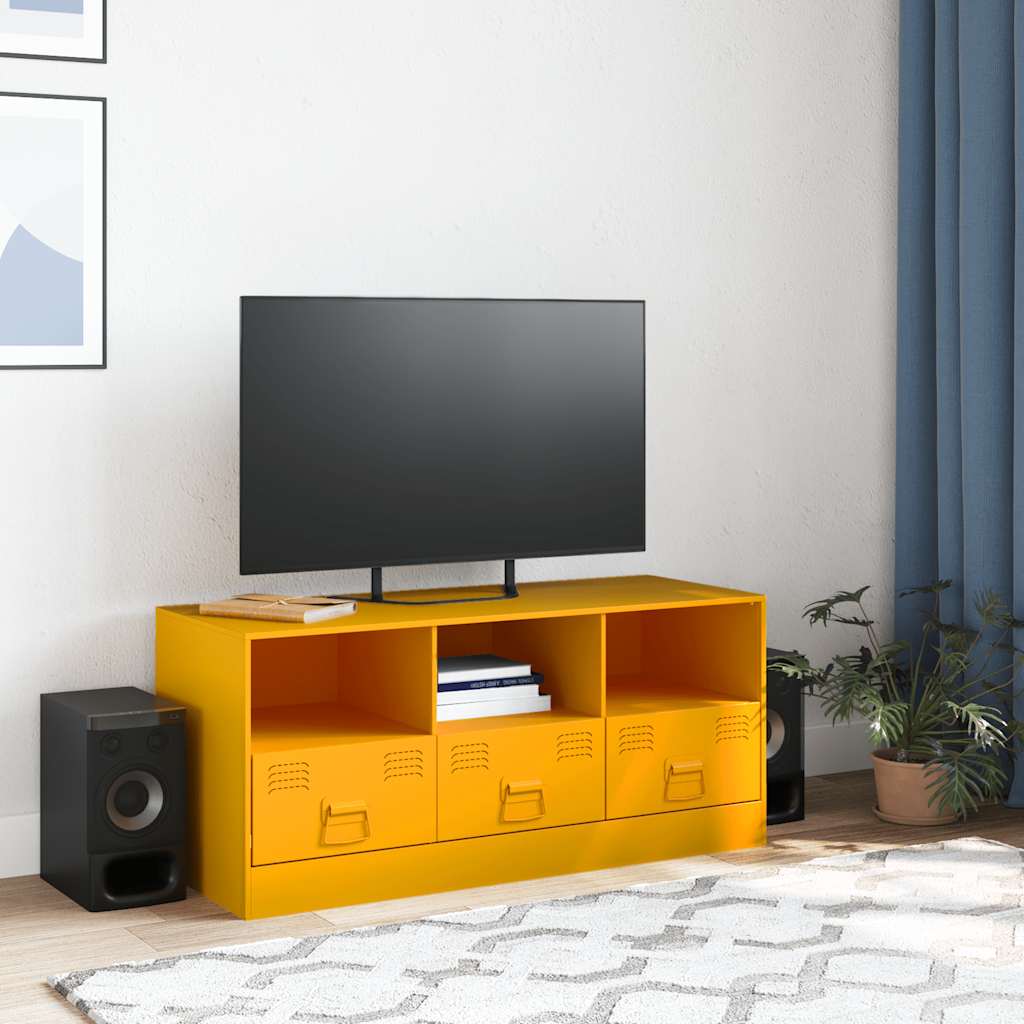 Meuble TV jaune moutarde 99x39x44 cm acier - XIOS