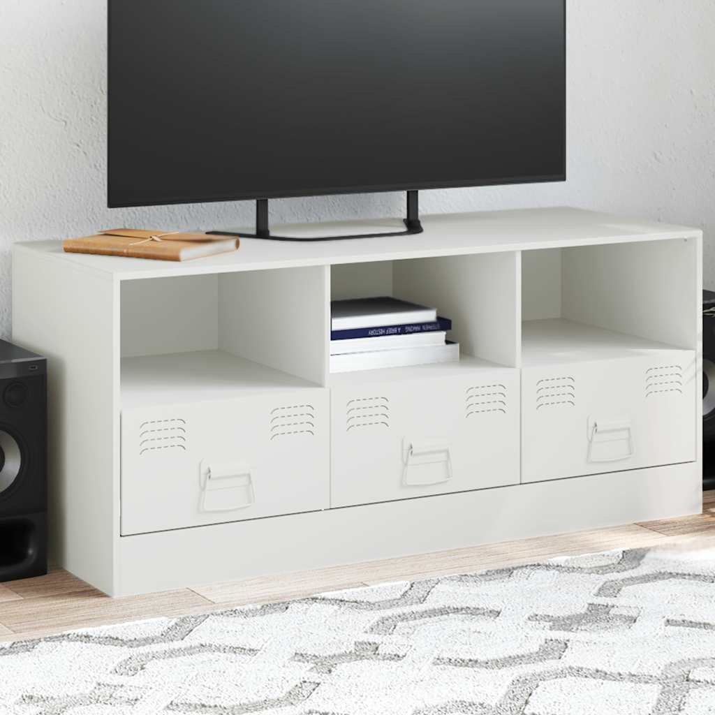 Meuble TV blanc 99x39x44 cm acier - XIOS