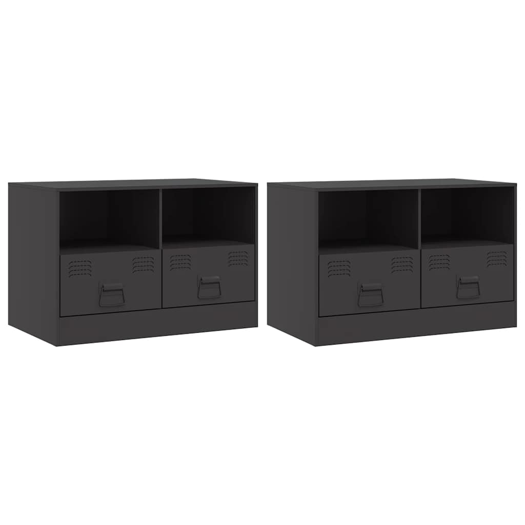 Meubles TV 2 pcs noir 67x39x44 cm acier - XIOS
