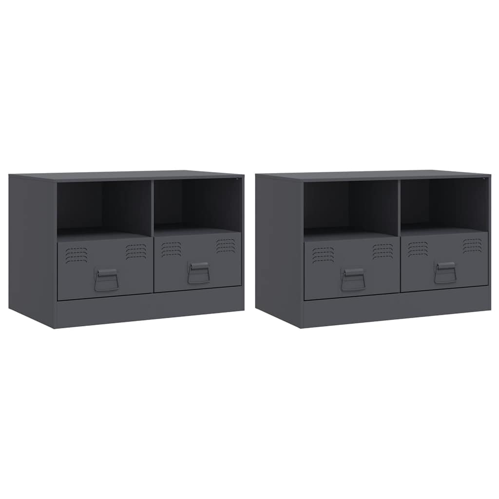 Meubles TV 2 pcs anthracite 67x39x44 cm acier - XIOS