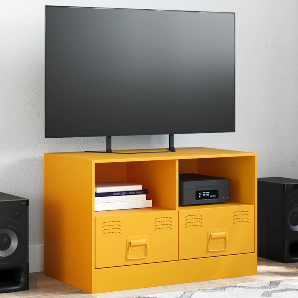 Meuble TV jaune moutarde 67x39x44 cm acier - XIOS