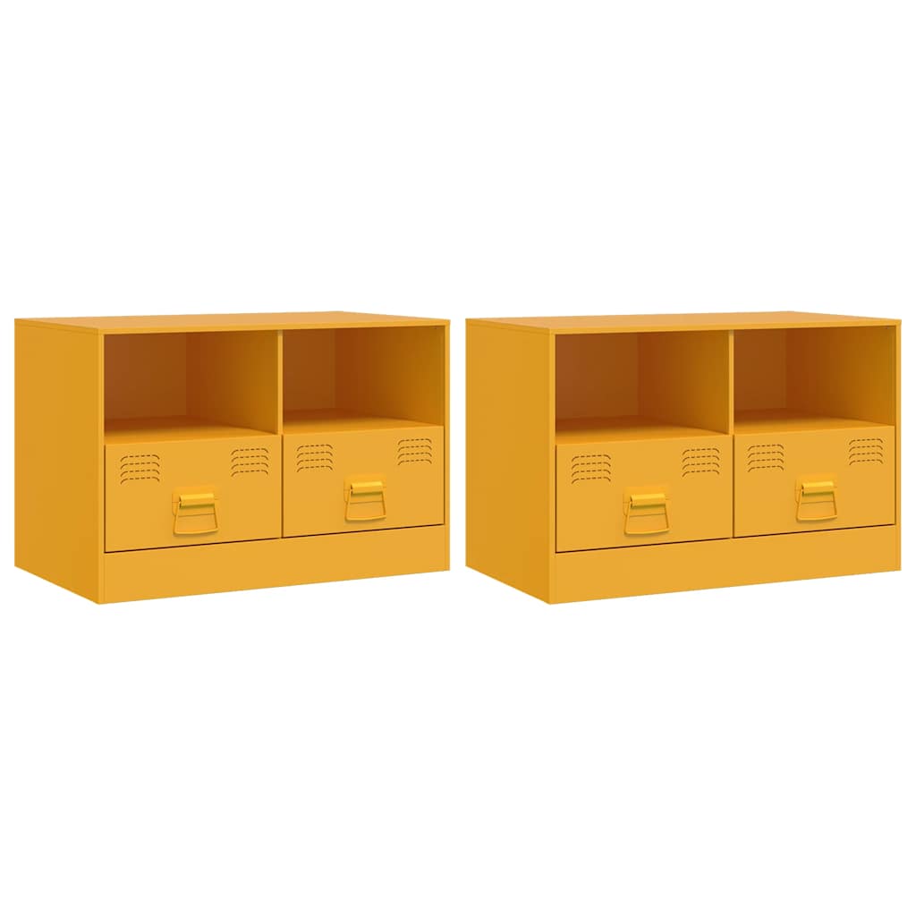 Meubles TV 2 pcs jaune moutarde 67x39x44 cm acier - XIOS
