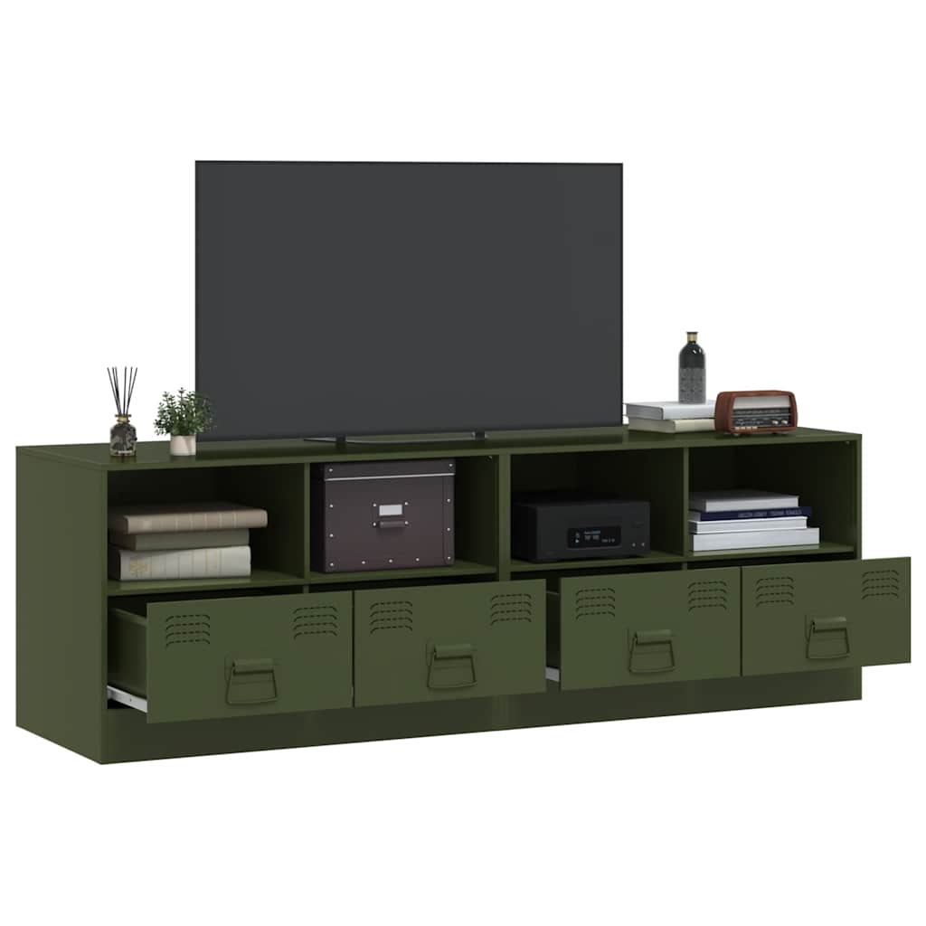 Meubles TV 2 pcs vert olive 67x39x44 cm acier - XIOS