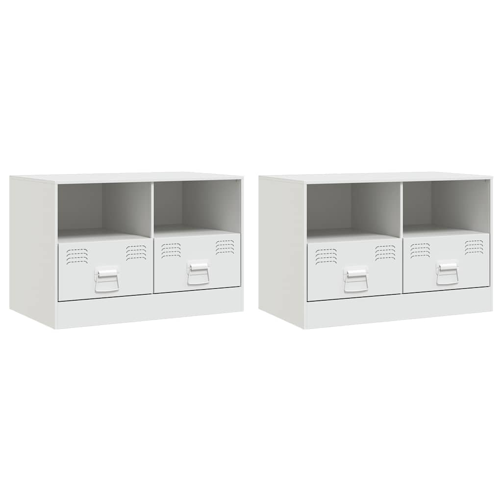 Meubles TV 2 pcs blanc 67x39x44 cm acier - XIOS
