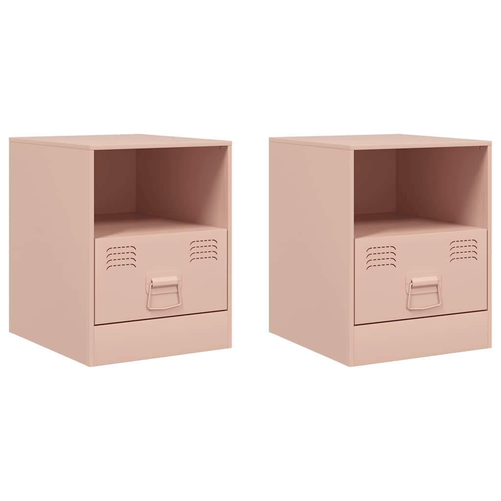 Tables de chevet 2 pcs rose 34,5x39x44 cm acier - XIOS