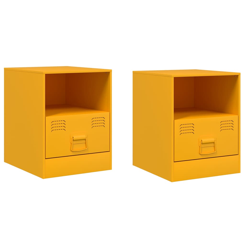 Tables de chevet 2 pcs jaune moutarde 34,5x39x44 cm acier - XIOS