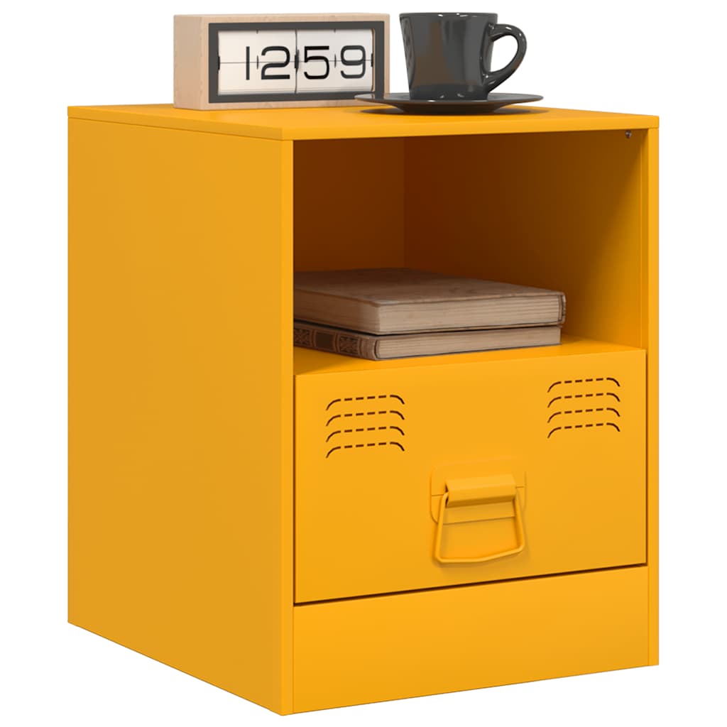 Tables de chevet 2 pcs jaune moutarde 34,5x39x44 cm acier - XIOS