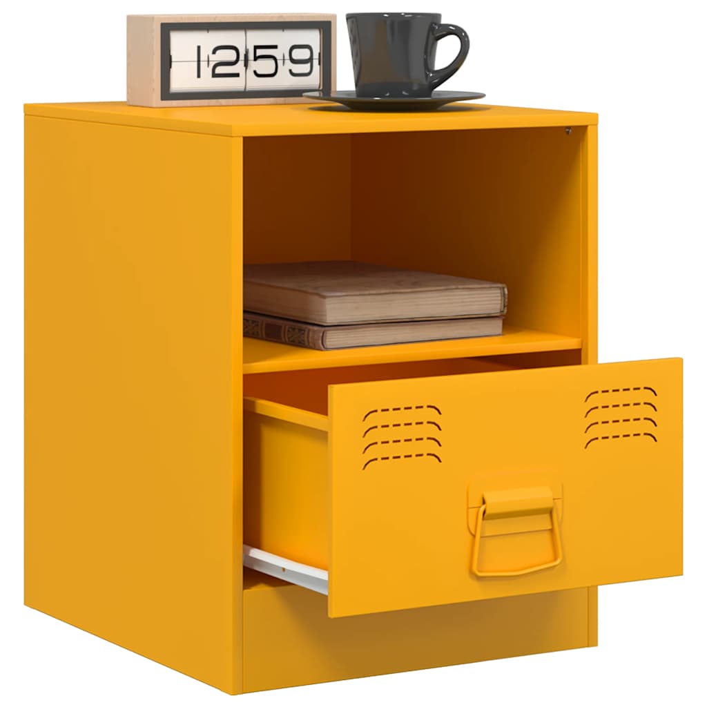 Tables de chevet 2 pcs jaune moutarde 34,5x39x44 cm acier - XIOS