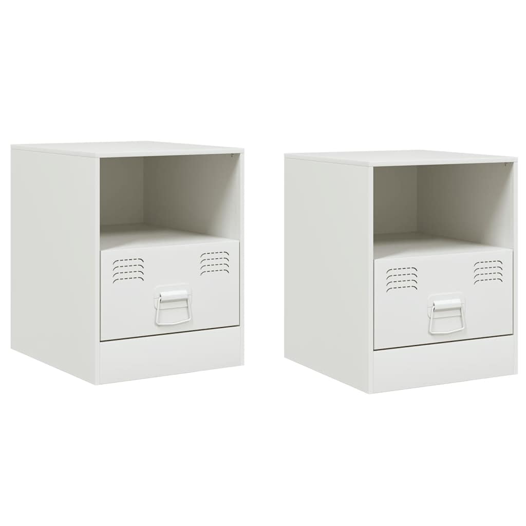 Tables de chevet 2 pcs blanc 34,5x39x44 cm acier - XIOS