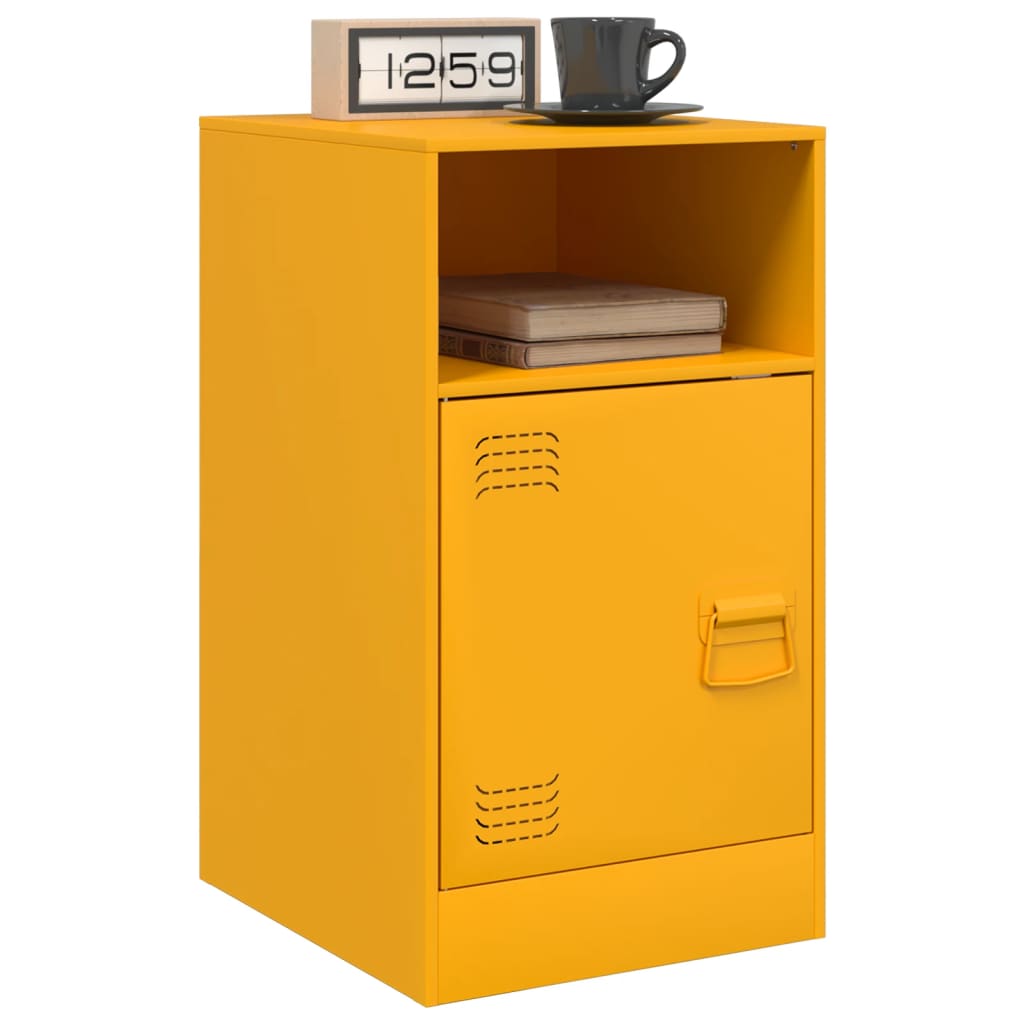 Tables de chevet 2 pcs jaune moutarde 34,5x39x62 cm acier - XIOS