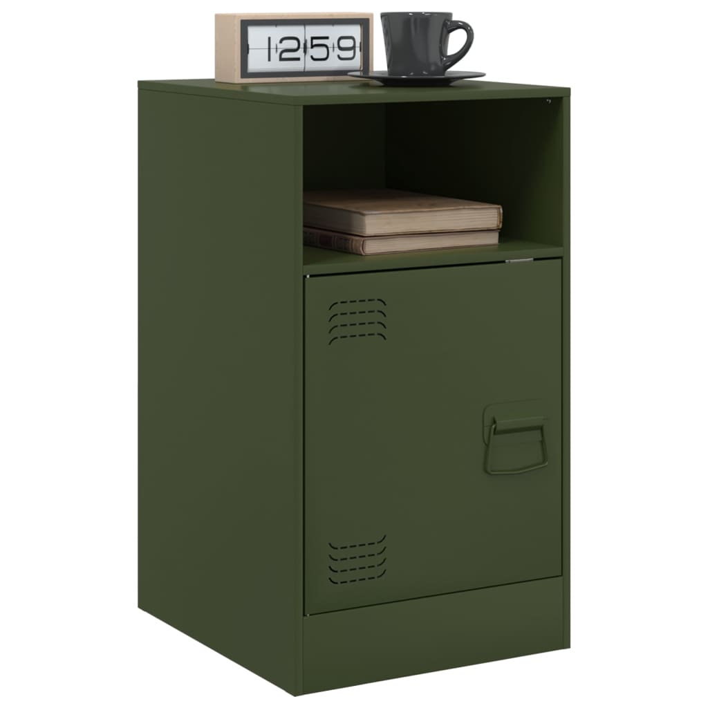 Tables de chevet 2 pcs vert olive 34,5x39x62 cm acier - XIOS