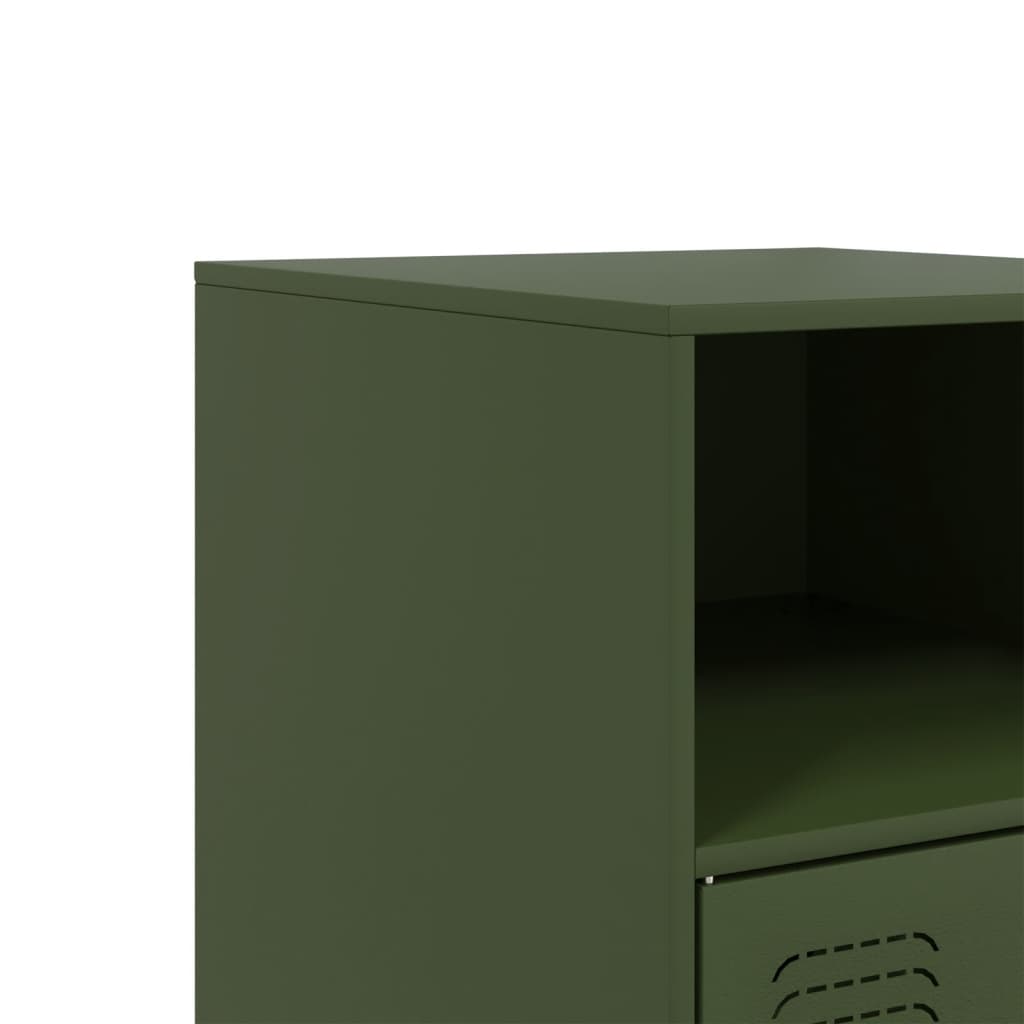 Tables de chevet 2 pcs vert olive 34,5x39x62 cm acier - XIOS
