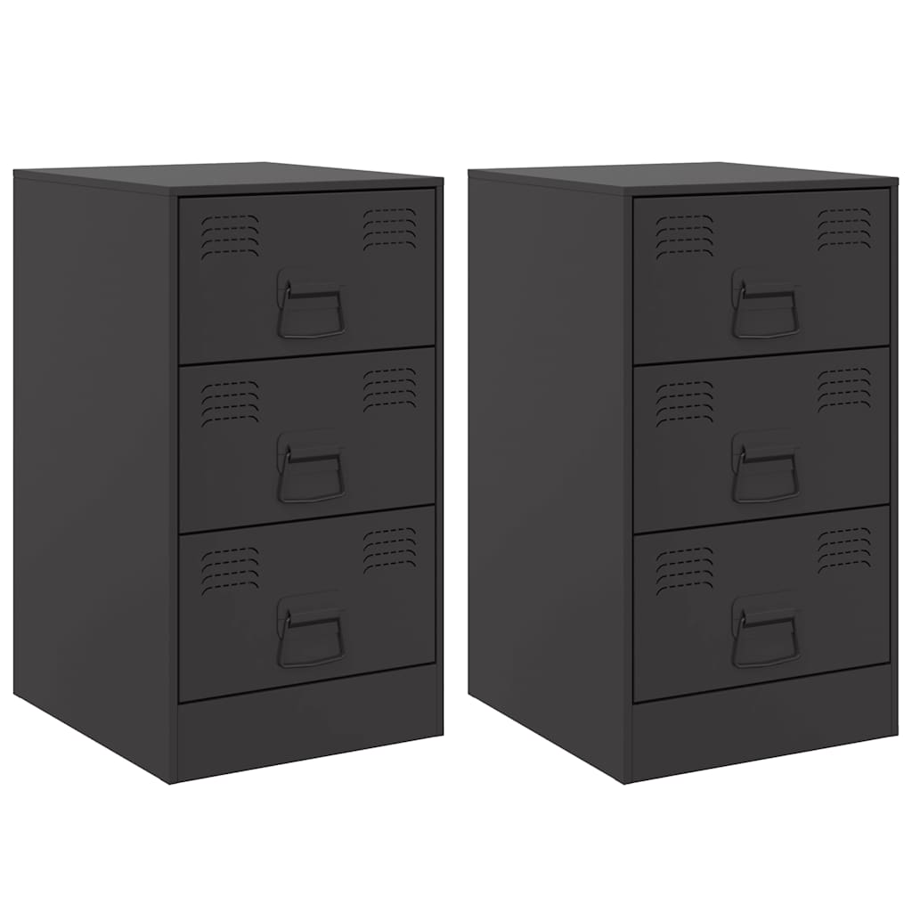 Tables de chevet 2 pcs noir 34,5x39x62 cm acier - XIOS