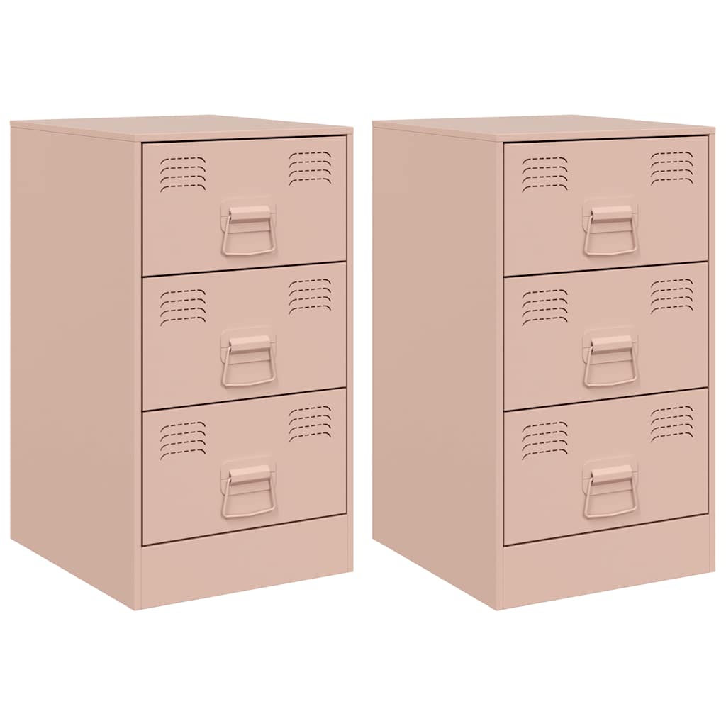 Tables de chevet 2 pcs rose 34,5x39x62 cm acier - XIOS