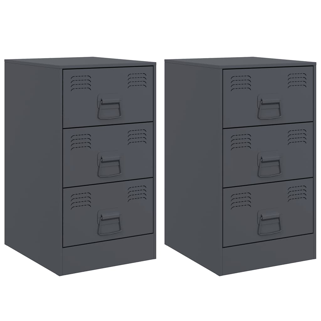 Tables de chevet 2 pcs anthracite 34,5x39x62 cm acier - XIOS