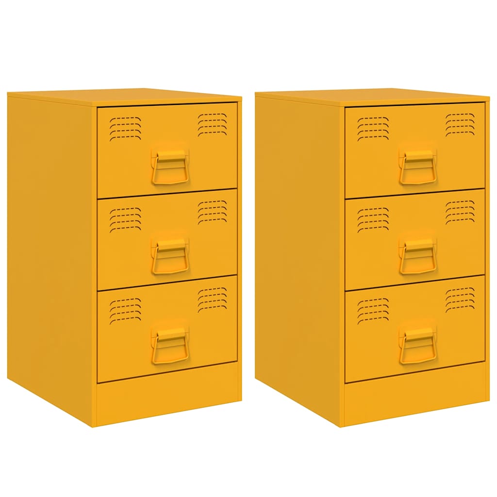 Tables de chevet 2 pcs jaune moutarde 34,5x39x62 cm acier - XIOS