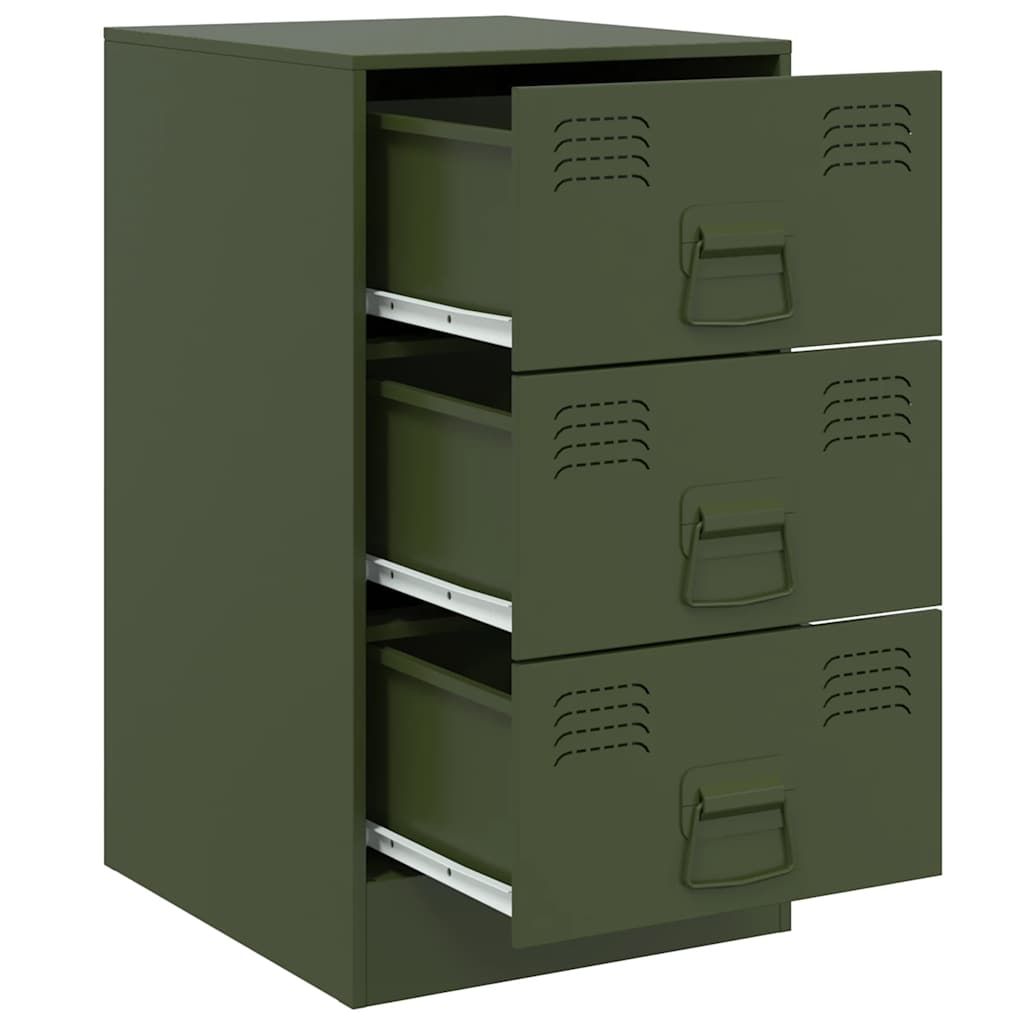 Tables de chevet 2 pcs vert olive 34,5x39x62 cm acier - XIOS