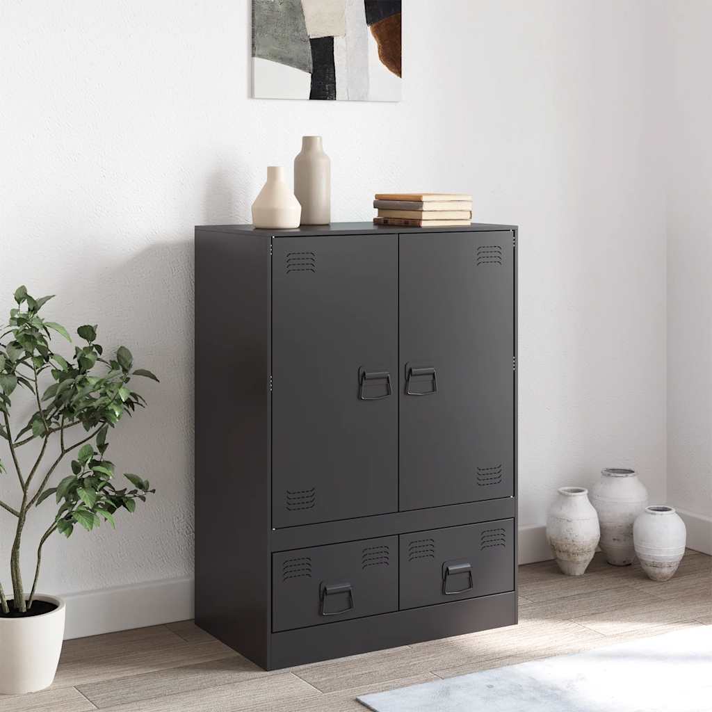 Buffet haut noir 67x39x95 cm acier - XIOS