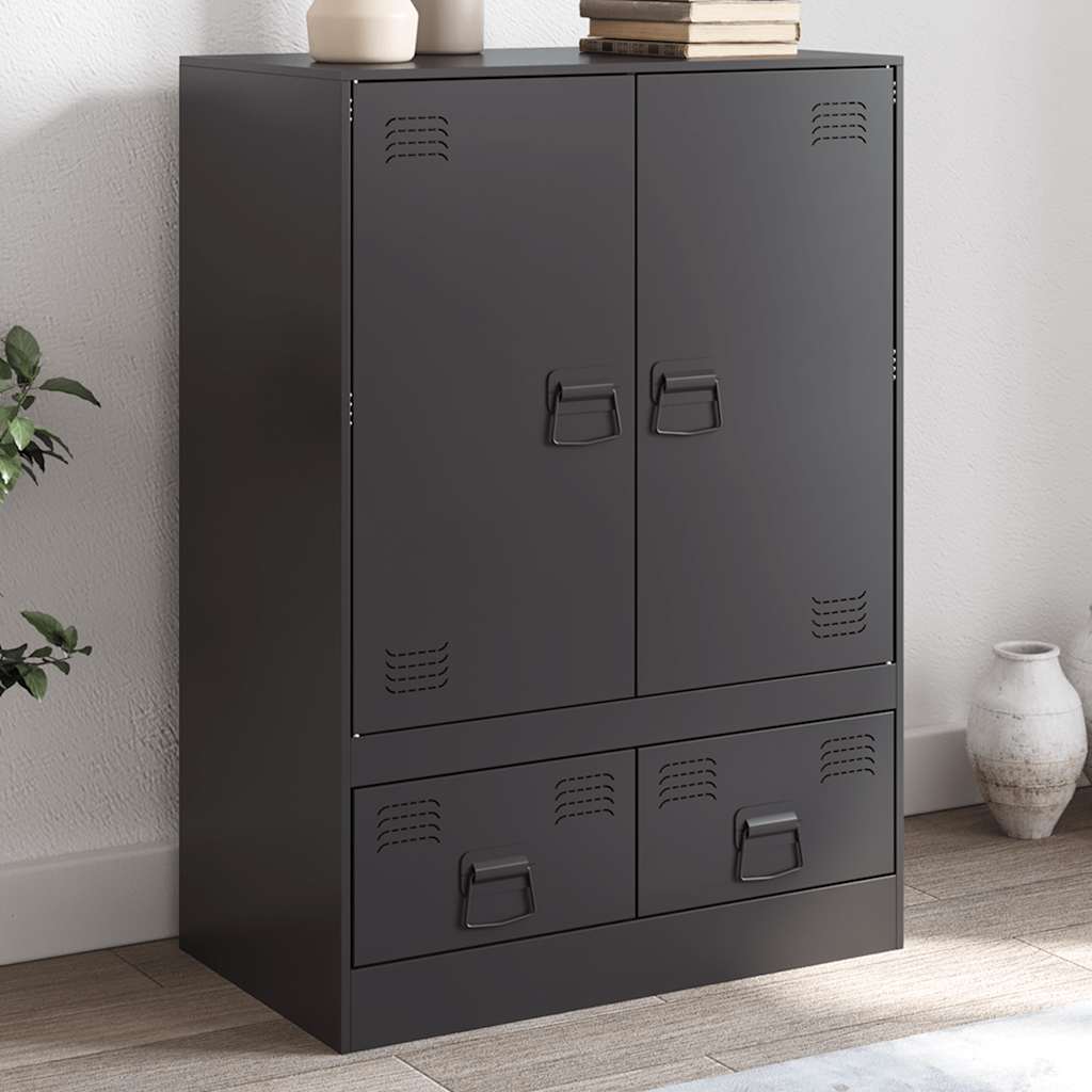 Buffet haut noir 67x39x95 cm acier - XIOS