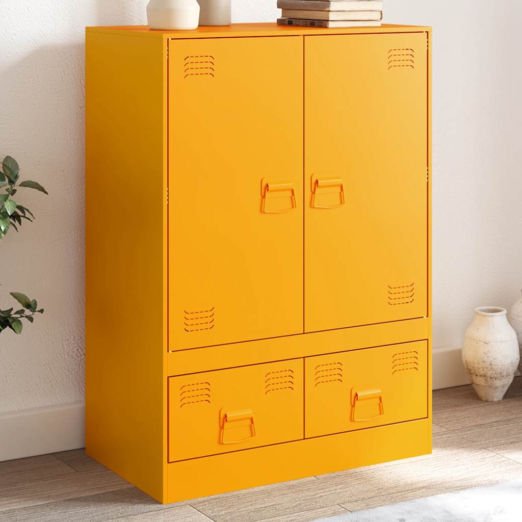 Buffet jaune moutarde 67x39x95 cm acier - XIOS