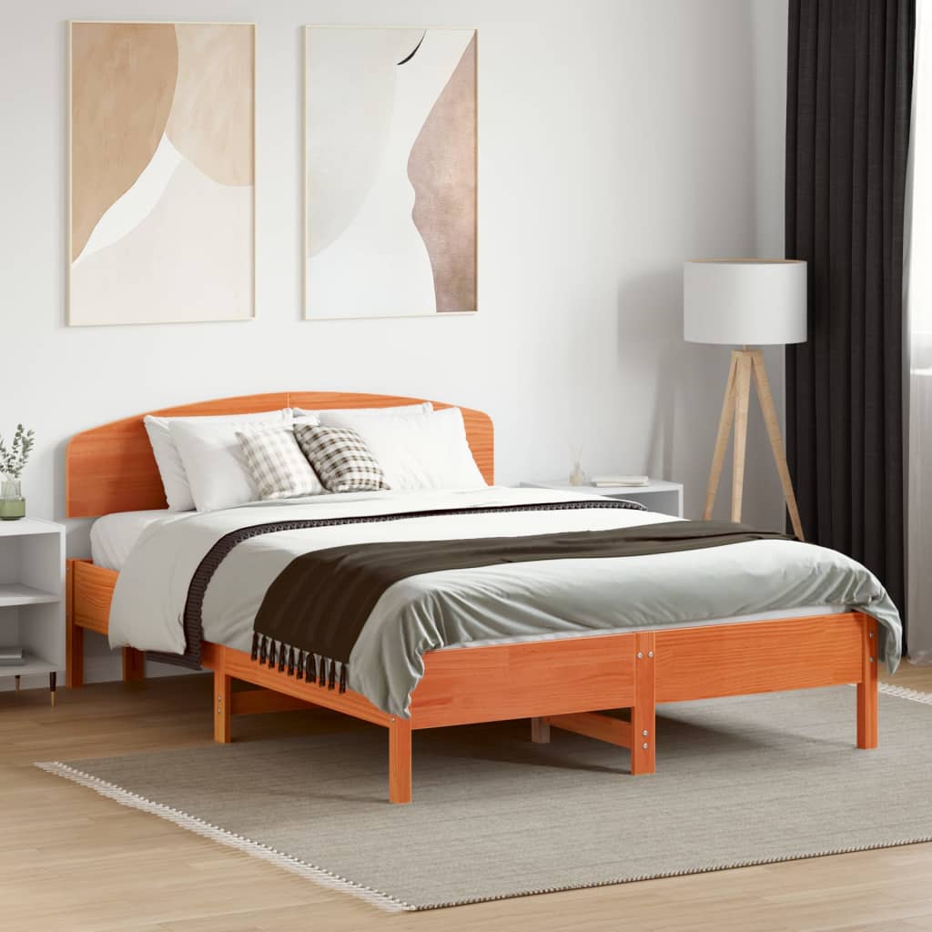 Tête de lit cire marron 135 cm bois massif de pin - XIOS