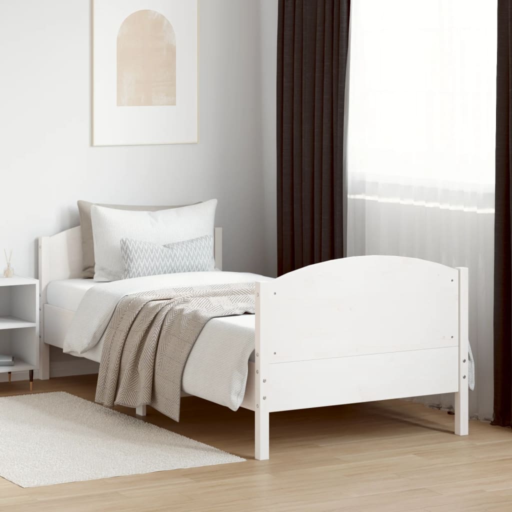 Cadre de lit sans matelas blanc 90x200 cm bois de pin massif - XIOS