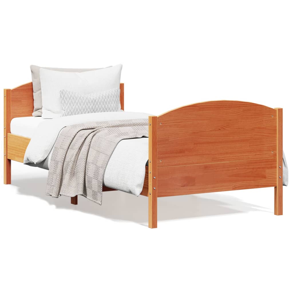 Cadre de lit sans matelas cire marron 90x200 cm bois pin massif - XIOS