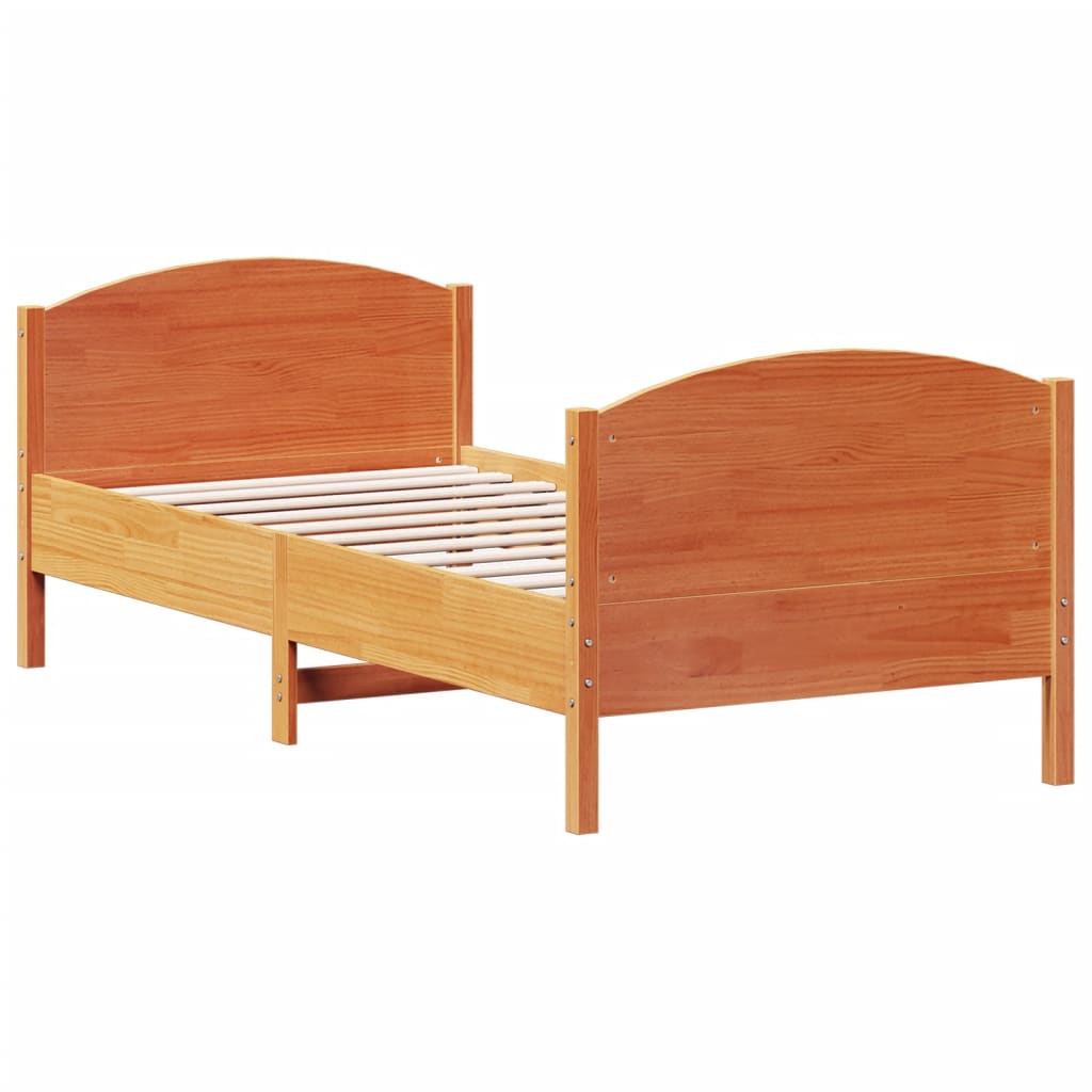 Cadre de lit sans matelas cire marron 90x200 cm bois pin massif - XIOS