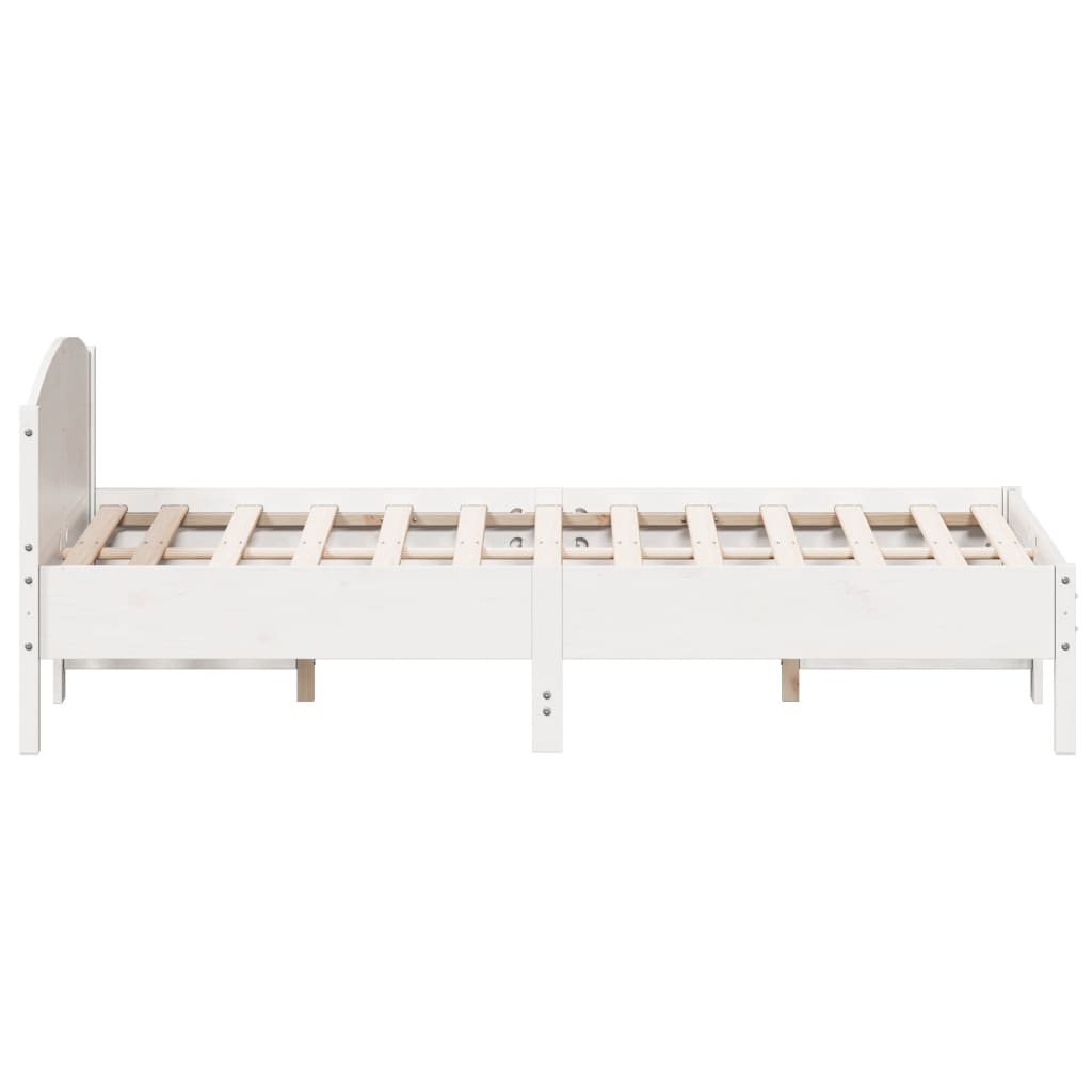 Cadre de lit sans matelas blanc 140x200 cm bois de pin massif - XIOS