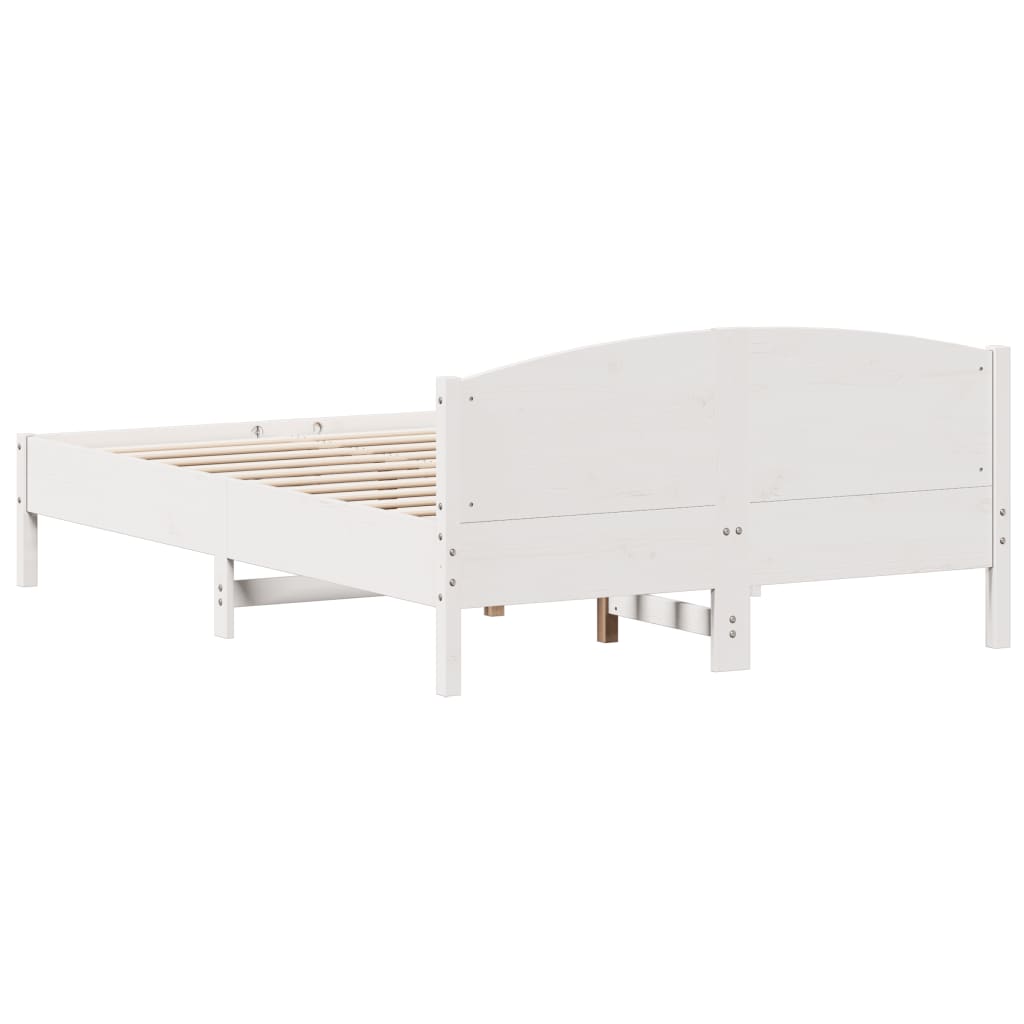 Cadre de lit sans matelas blanc 140x200 cm bois de pin massif - XIOS