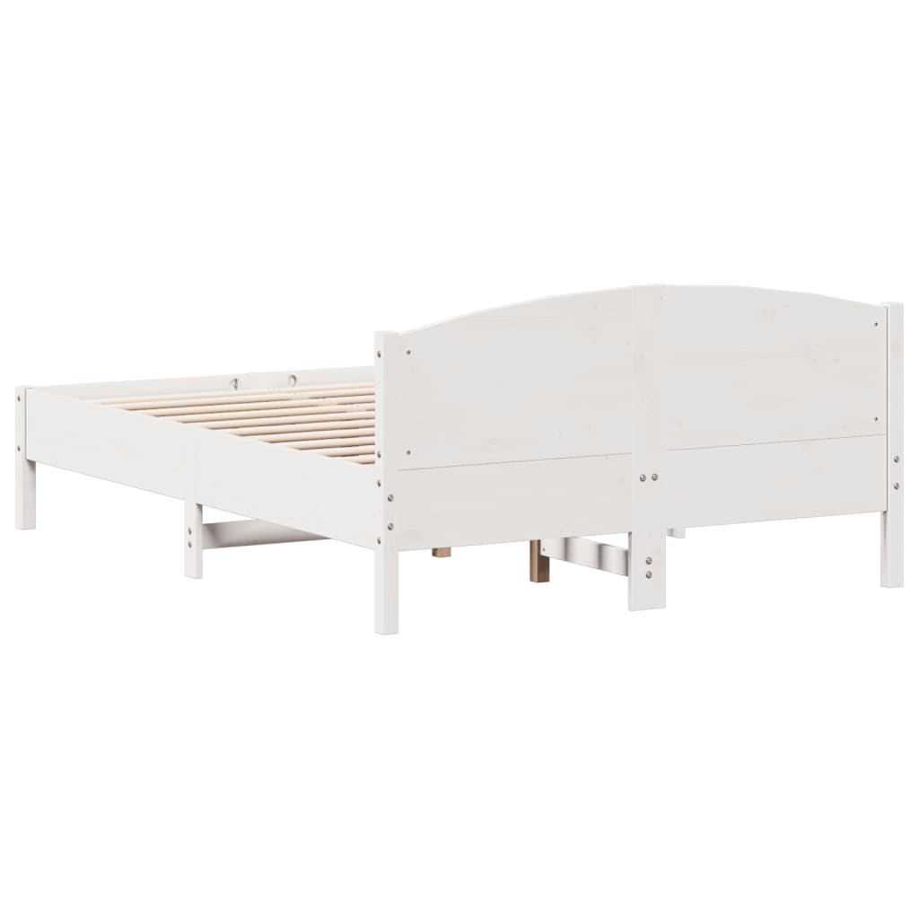 Cadre de lit sans matelas blanc 135x190 cm bois de pin massif - XIOS