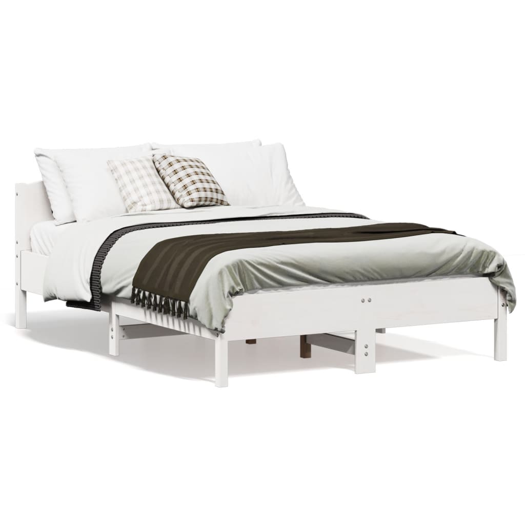Cadre de lit sans matelas blanc 135x190 cm bois de pin massif - XIOS