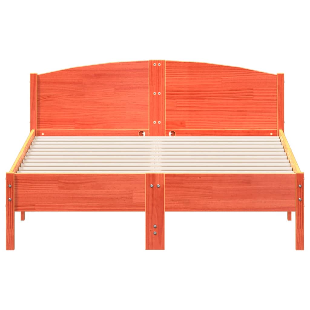 Cadre de lit sans matelas cire marron 135x190cm bois pin massif - XIOS