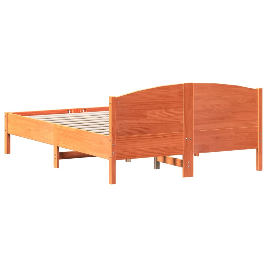 Cadre de lit sans matelas cire marron 120x190cm bois pin massif - XIOS