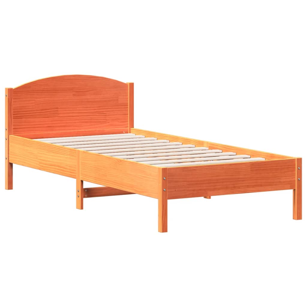 Cadre de lit sans matelas cire marron 100x200cm bois pin massif - XIOS
