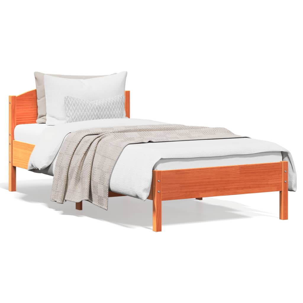 Cadre de lit sans matelas cire marron 100x200cm bois pin massif - XIOS