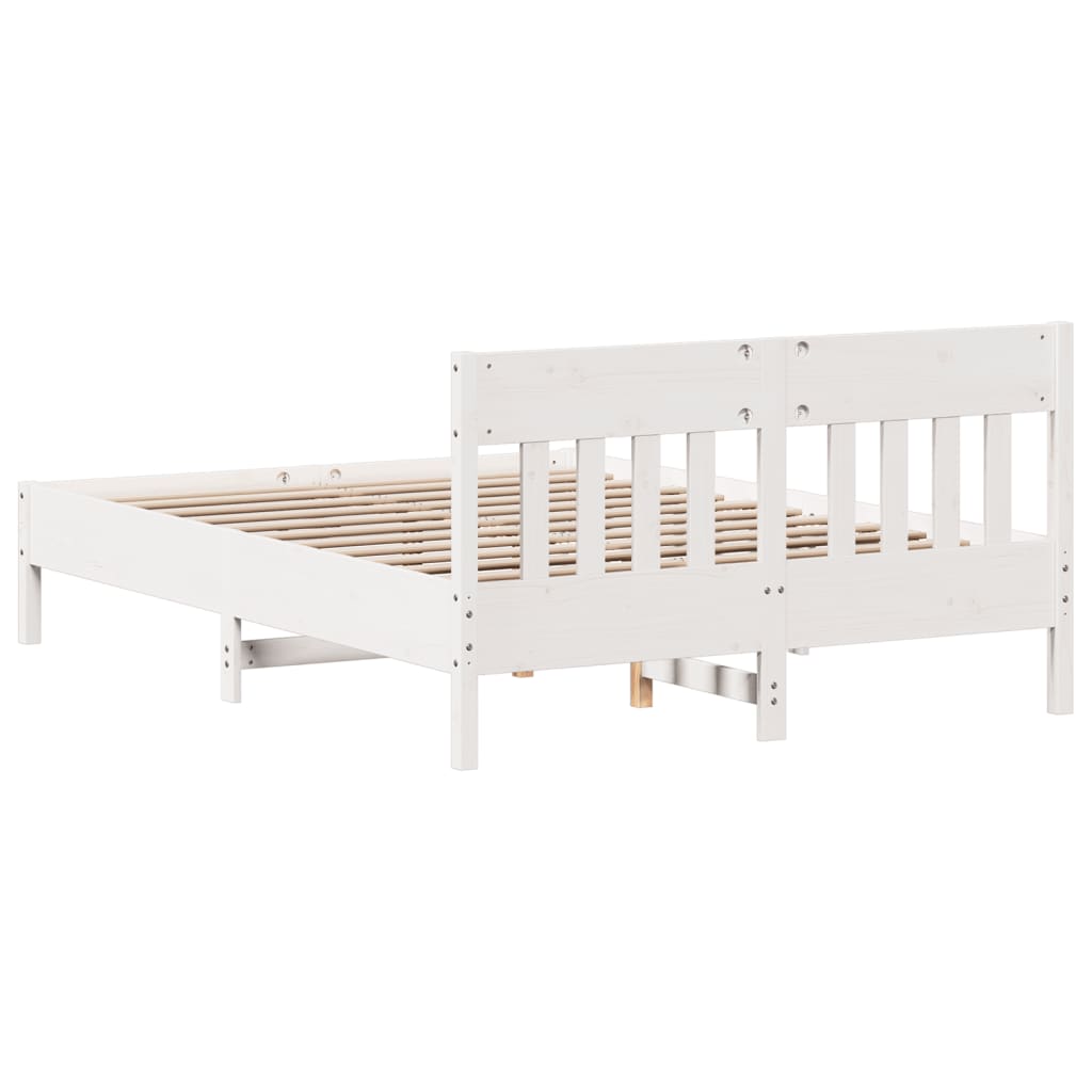 Cadre de lit sans matelas blanc 150x200 cm bois de pin massif - XIOS