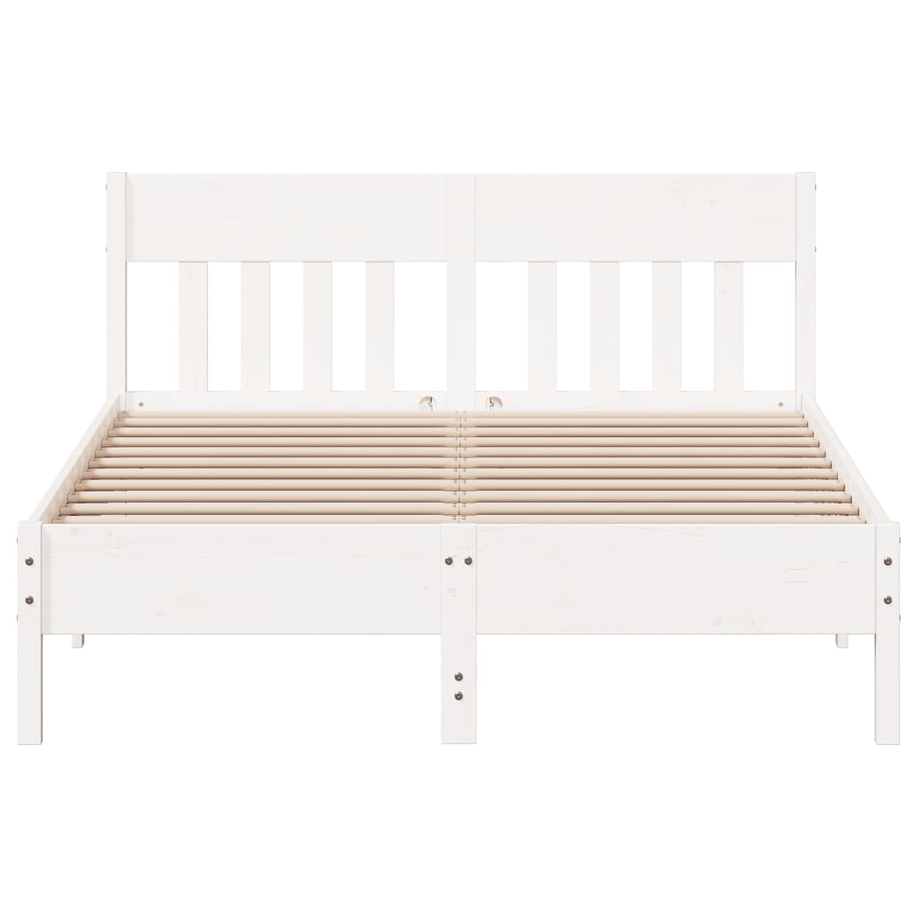 Cadre de lit sans matelas blanc 140x200 cm bois de pin massif - XIOS