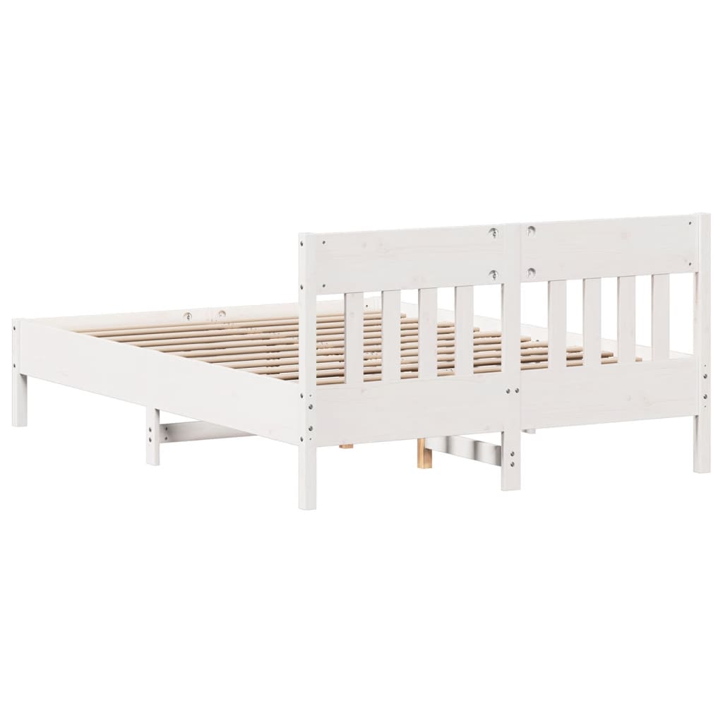 Cadre de lit sans matelas blanc 140x200 cm bois de pin massif - XIOS