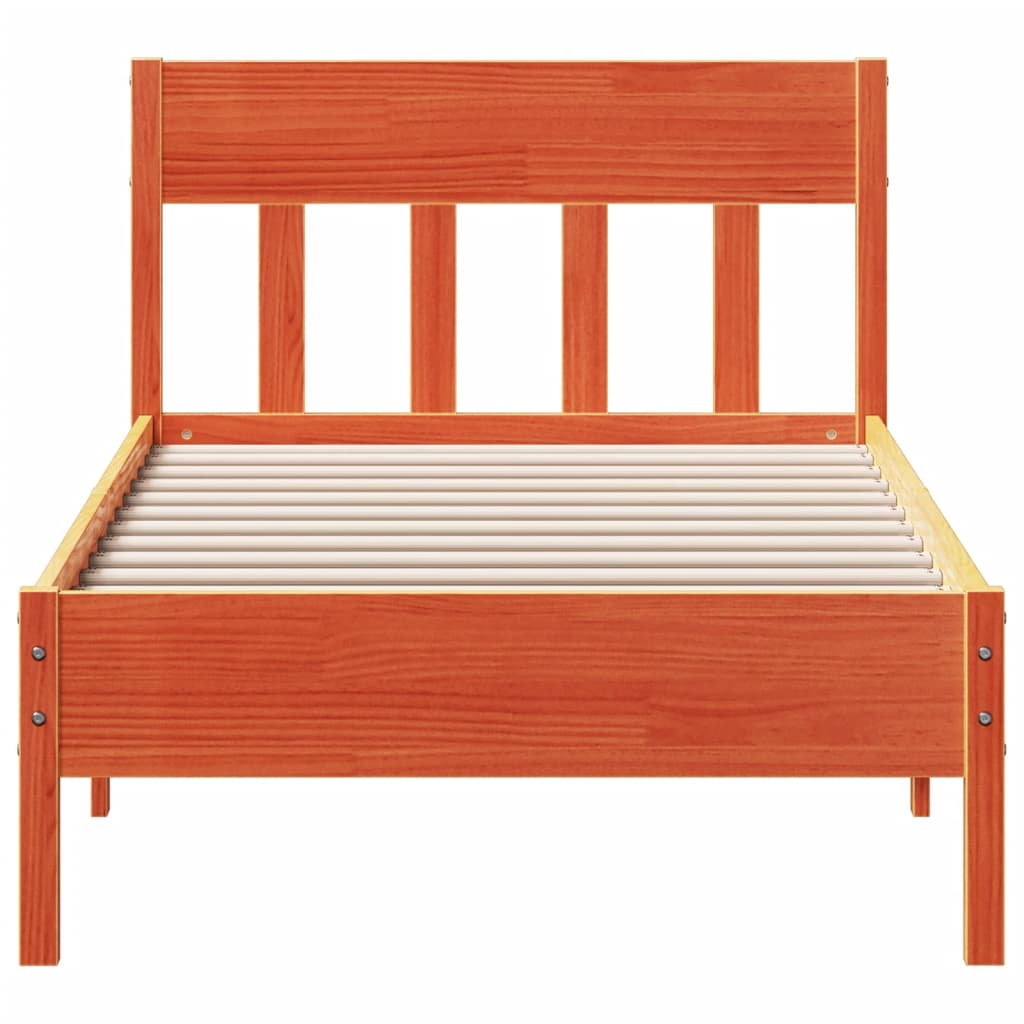 Cadre de lit sans matelas cire marron 90x200 cm bois pin massif - XIOS