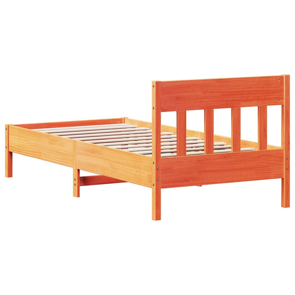 Cadre de lit sans matelas cire marron 90x200 cm bois pin massif - XIOS