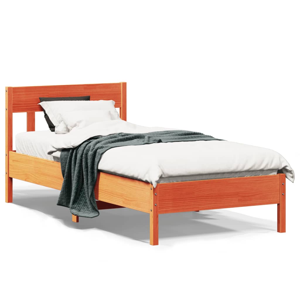 Cadre de lit sans matelas cire marron 90x200 cm bois pin massif - XIOS