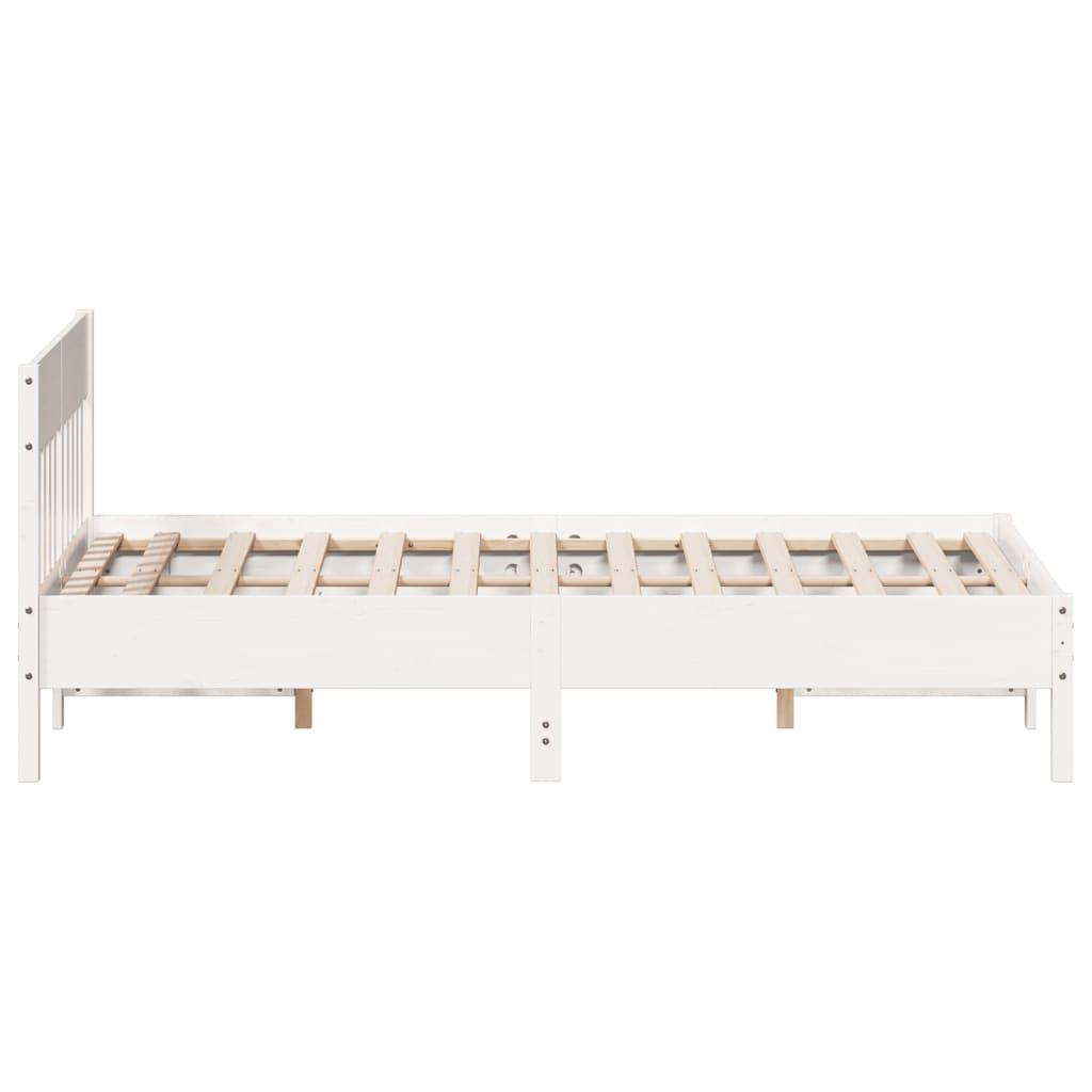 Cadre de lit sans matelas blanc 135x190 cm bois de pin massif - XIOS