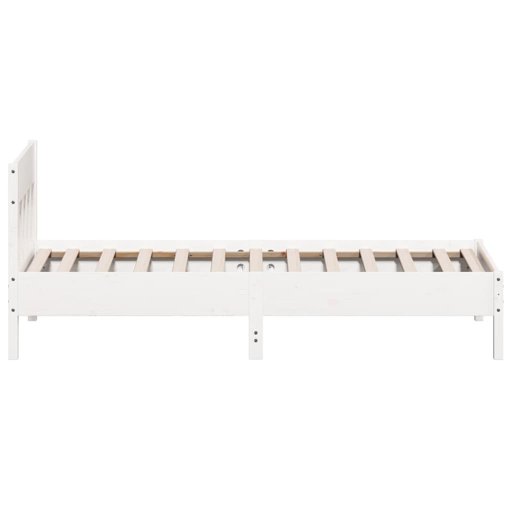 Cadre de lit sans matelas blanc 75x190 cm bois de pin massif - XIOS