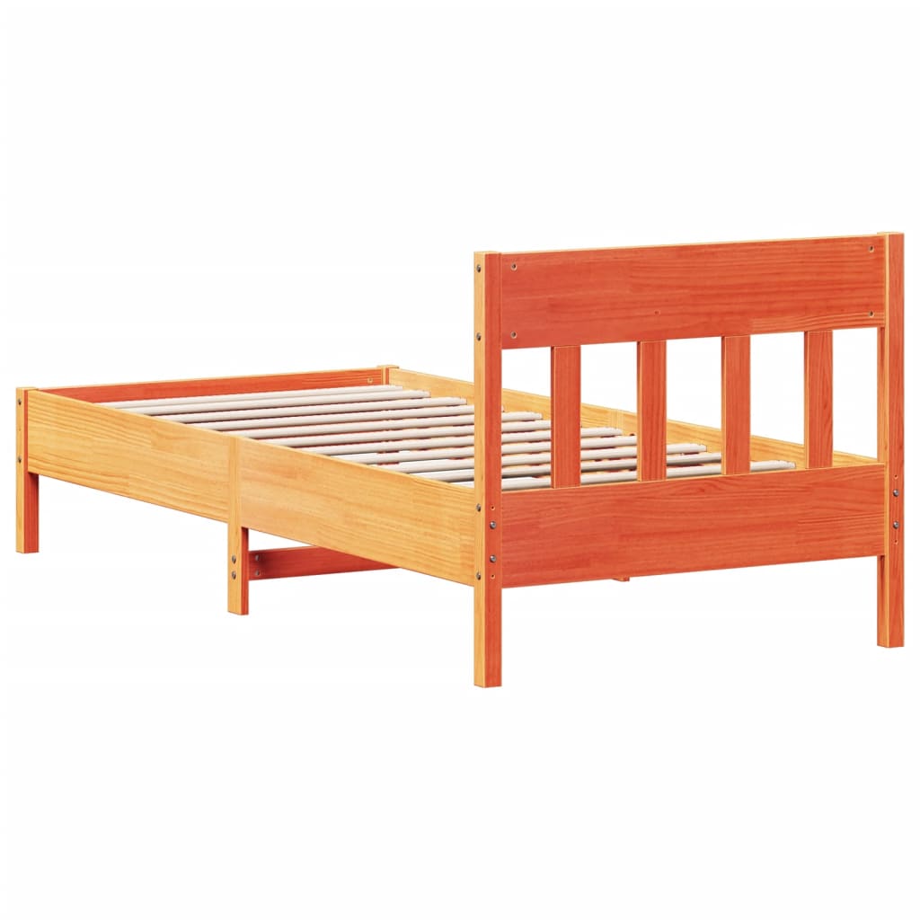 Cadre de lit sans matelas cire marron 75x190 cm bois pin massif - XIOS