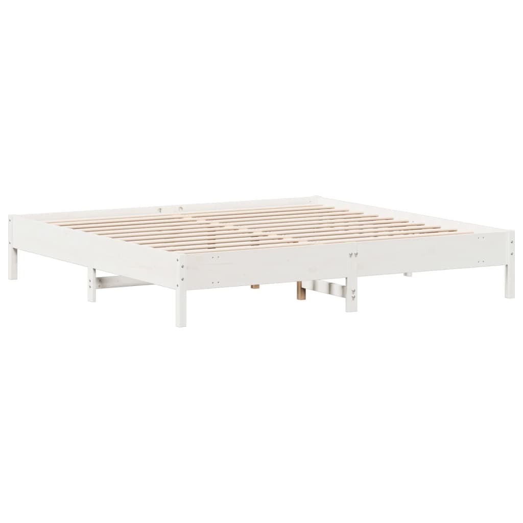 Cadre de lit sans matelas blanc 200x200 cm bois massif de pin - XIOS