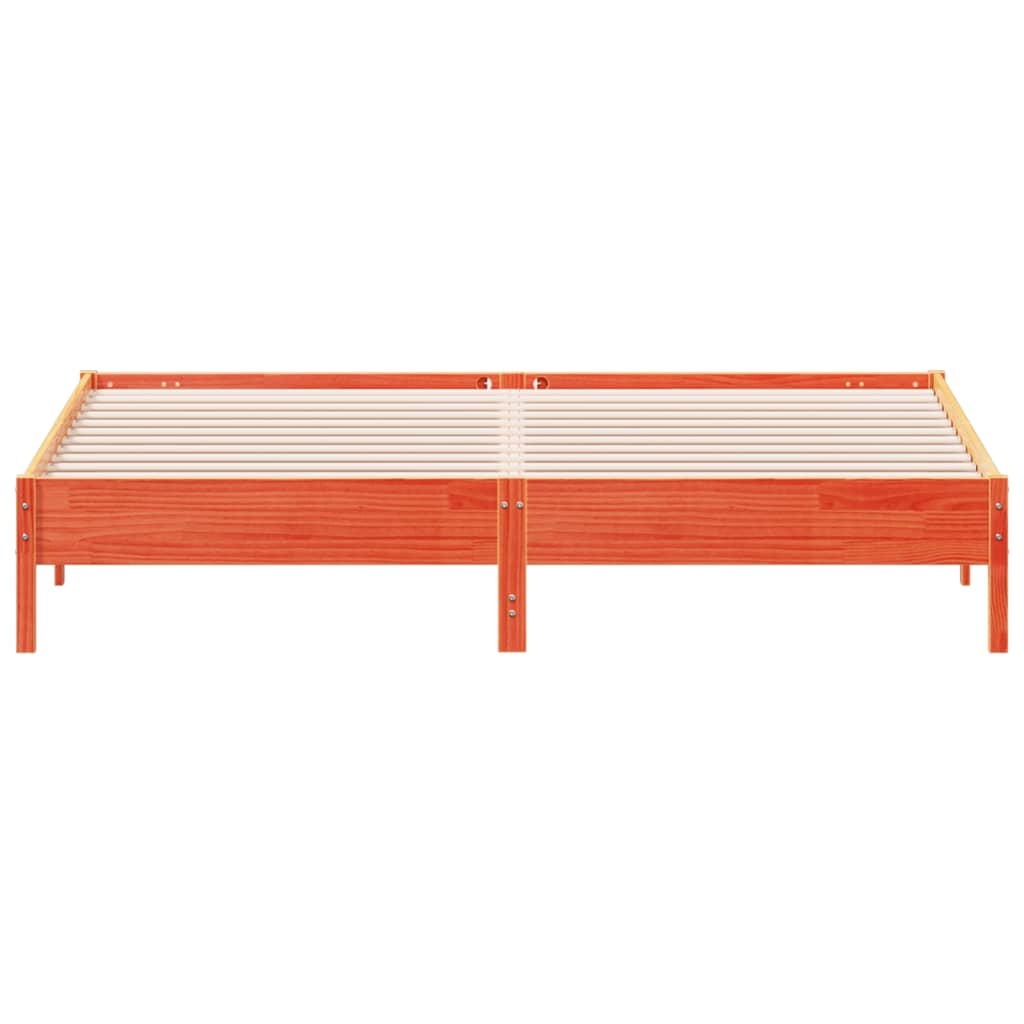 Cadre de lit sans matelas cire marron 200x200cm bois pin massif - XIOS