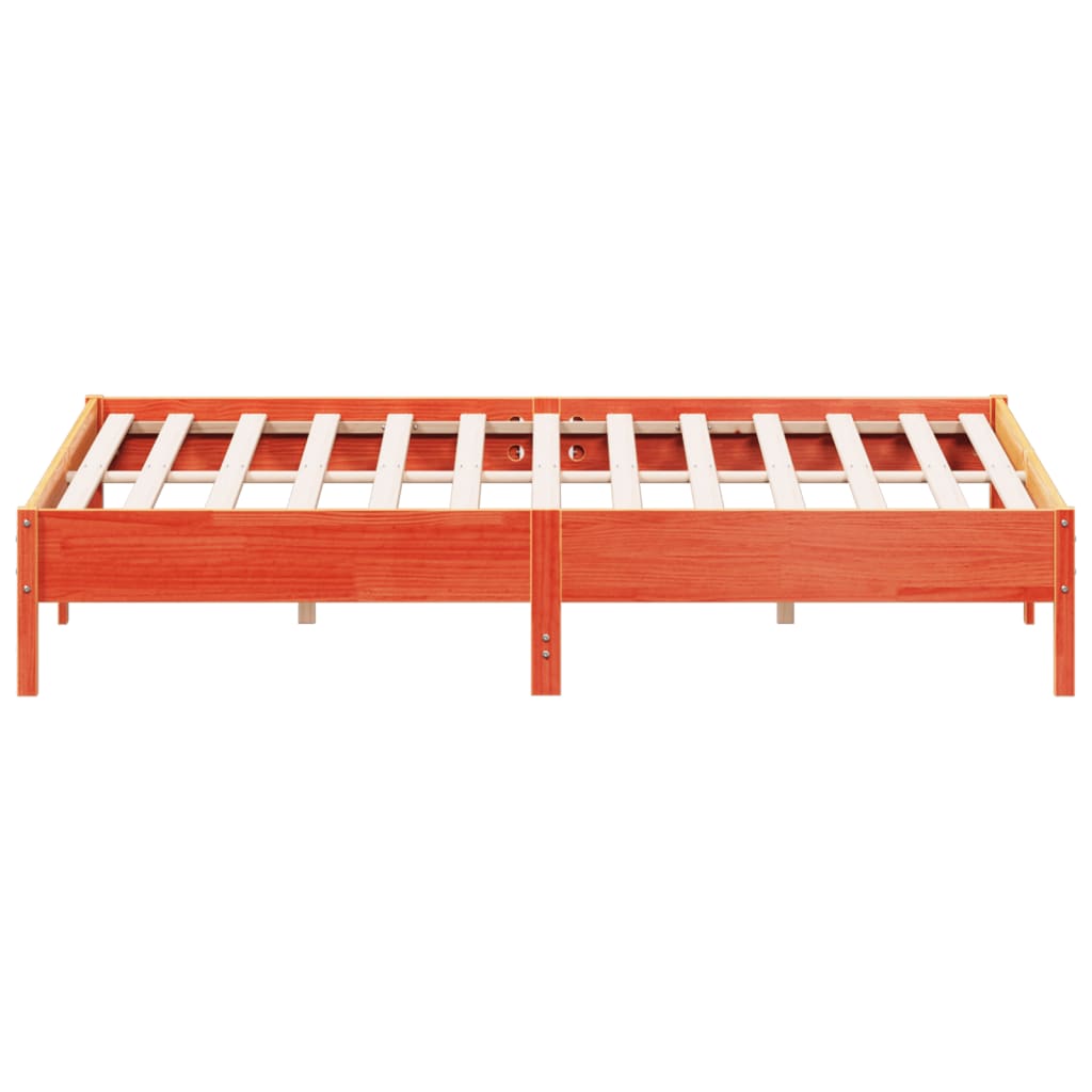 Cadre de lit sans matelas cire marron 200x200cm bois pin massif - XIOS