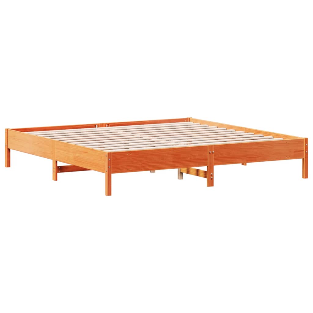 Cadre de lit sans matelas cire marron 200x200cm bois pin massif - XIOS